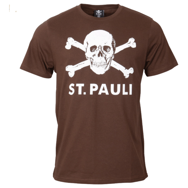 St. Pauli T-Shirt Totenkopf Braun Erw.