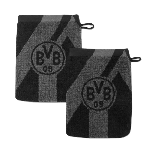 BVB Waschhandschuh 2er Set grau/schwarz