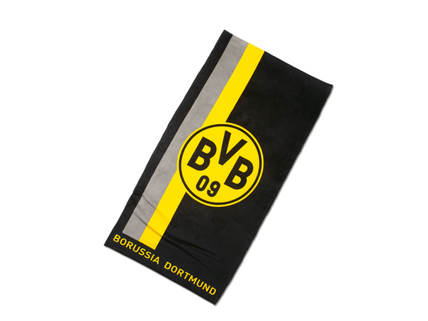 BVB Duschtuch mit Logo im Streifenmuster 70x140cm